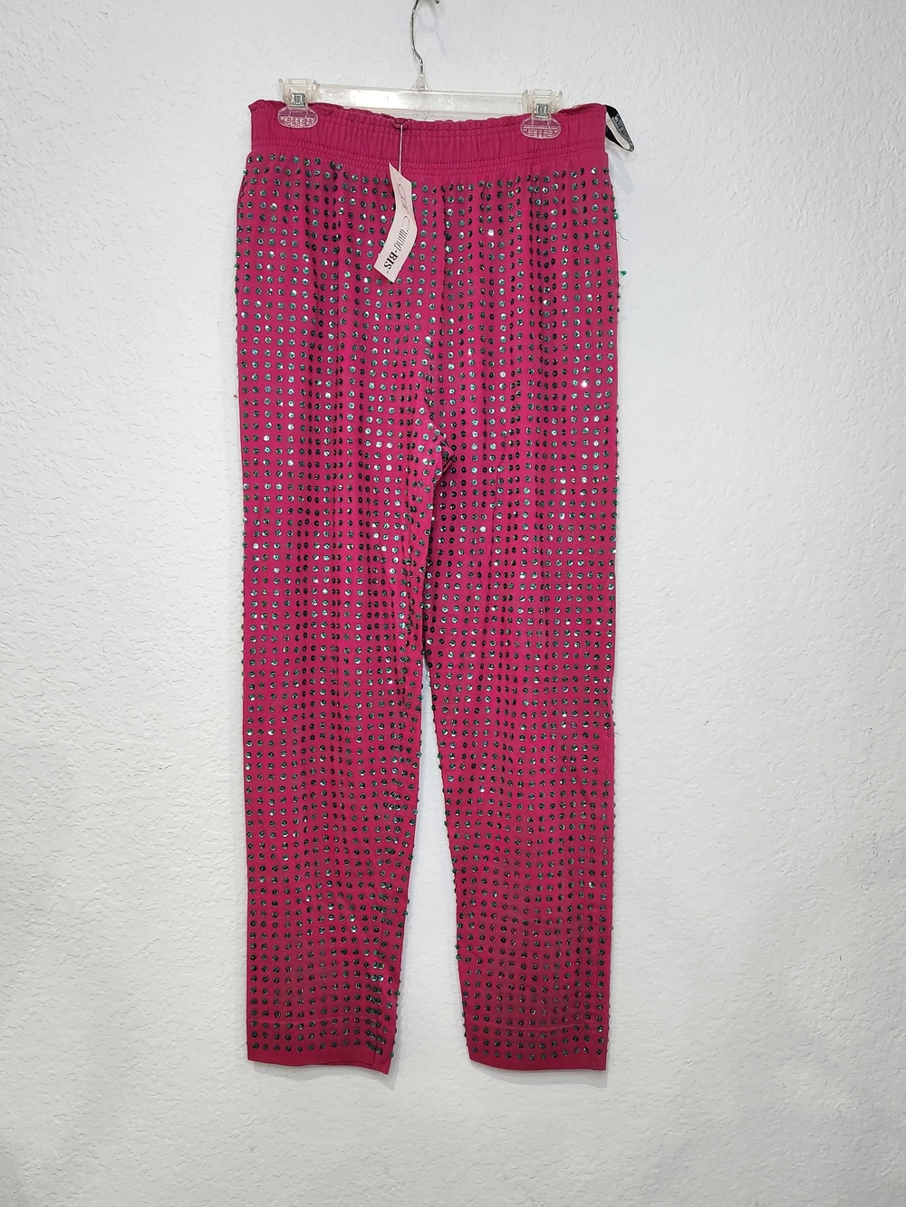 Girls Hot Pink Studded Stretch Leggings